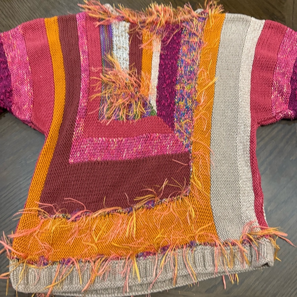 Colorful Patchwork Sweater Boho - image 5